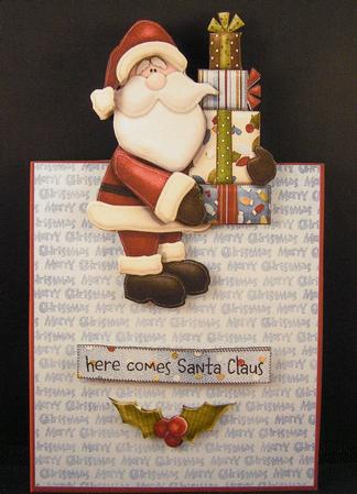Here Comes Santa Over the Edge Fold Back Card by Melanie Brewin
