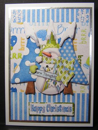 Warm Thoughts, Snowman Decoupage Card by Melanie Brewin