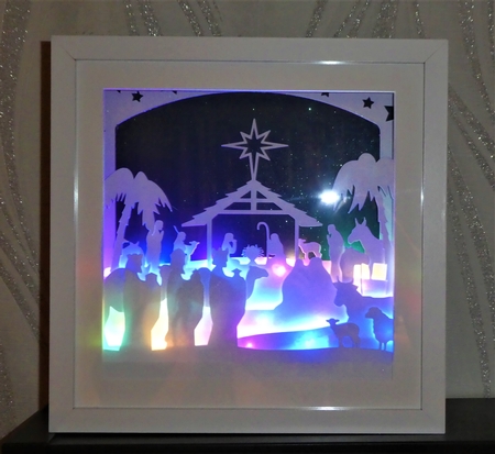 Nativity  Christmas  3d Scene - Multi layered & suitable for Shadow Box frame by MELLONIE-DAWN ADAMS