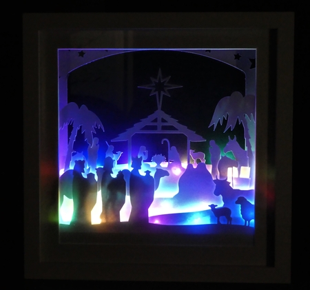 Nativity  Christmas  3d Scene - Multi layered & suitable for Shadow Box frame by MELLONIE-DAWN ADAMS