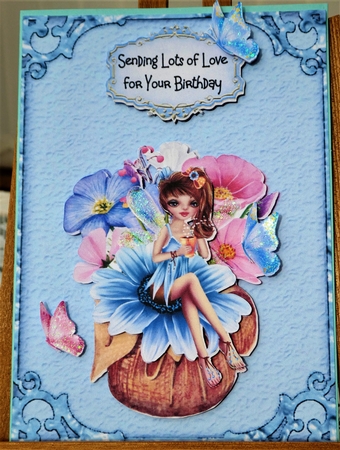 Flower Fairy 1 - 7x5 inch card front with decoupage by MELLONIE-DAWN ADAMS