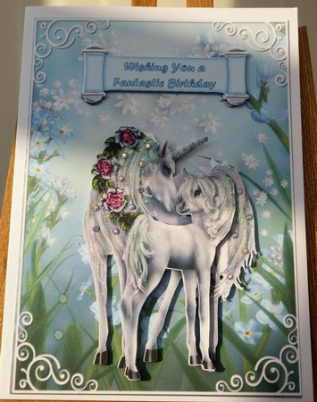 Fairies and Unicorns 2 - 7x5 inch card front with decoupage Featured Gallery Photo