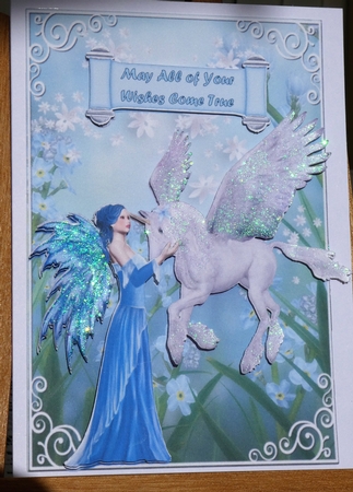 Fairies and Unicorns 3 - 7x5 inch card front with decoupage by MELLONIE-DAWN ADAMS