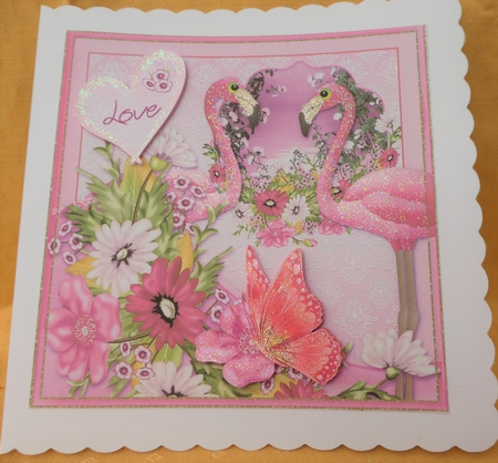 Flamingo Butterfly Bouquet Love Cardfront by MELLONIE-DAWN ADAMS