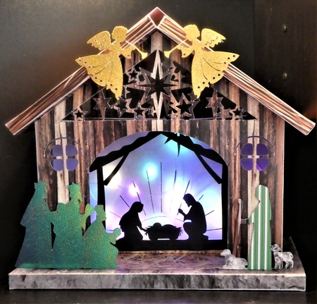 3D Nativity Barn with rear access flap to add battery powered lighting by MELLONIE-DAWN ADAMS