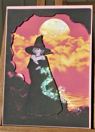 Fantasy Halloween Witch Casting Spell on Spider A4 Topper by MELLONIE-DAWN ADAMS