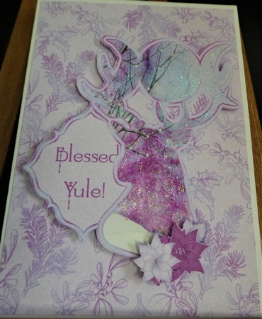 Icy Purple Yule Deer Floral Quick Card Topper by MELLONIE-DAWN ADAMS
