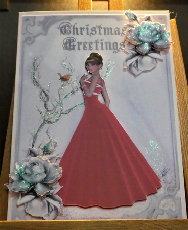 Red Red Robin - A5 card front with decoupage by MELLONIE-DAWN ADAMS