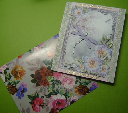 Lilac Dragonfly Card Front by Micheline Saillant