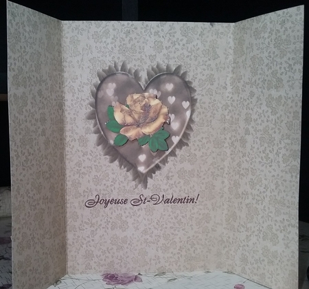 Gold Frilly Hearts With, Red, Gold and Cream Roses Tall Dl by Misha Saillant