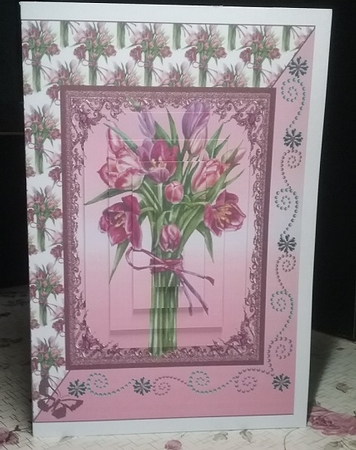 Lilac Floral Pyramid Card Front by Misha Saillant