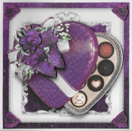 Romantic Chocolates Purple Lace Card Front Kit by Misha Saillant