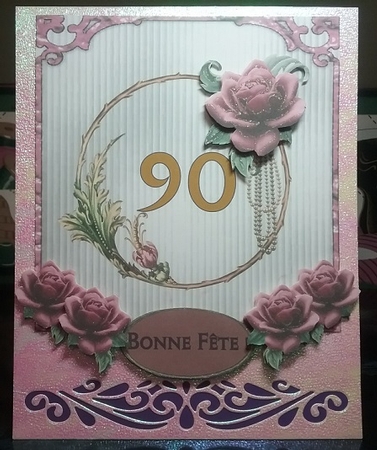 Vintage Roses - 6 x 6 inch card front with decoupage. by Misha Saillant