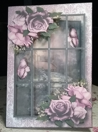 Scenic Window - Lilac Roses A5 by Micheline Saillant