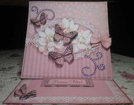 3D Easel Card Mini Kit - A Touch of Elegance - Flowers Lace, butterflies & Pearls by Misha Saillant