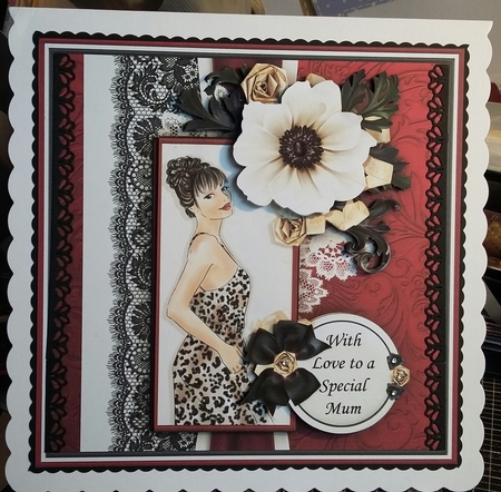 LADY IN ANIMAL PRINT DRESS 7.5 Decoupage & Insert Mini Kit by Michelle Bee