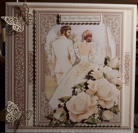 WEDDING DAY BRIDE & GROOM Ivory 7.5 Decoupage & Insert Mini Kit by Michelle Bee