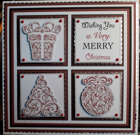 CHRISTMAS ICONS SQUARES RED 7.5 Quick Layer Cards & Insert Mini Kit by Michelle Bee