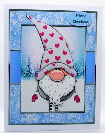 Santas Little Helper in a Pink Heart Hat  by Michelle Chivers