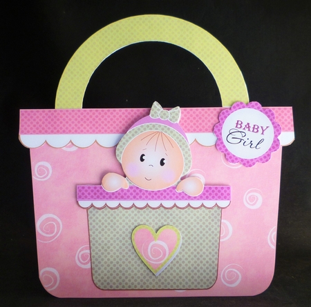 Baby Girl Handbag Card Pink by Michelle Chivers
