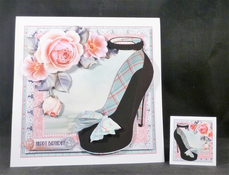 The Teal Tartan Bow Shoes Card Front Kit by Michelle Chivers