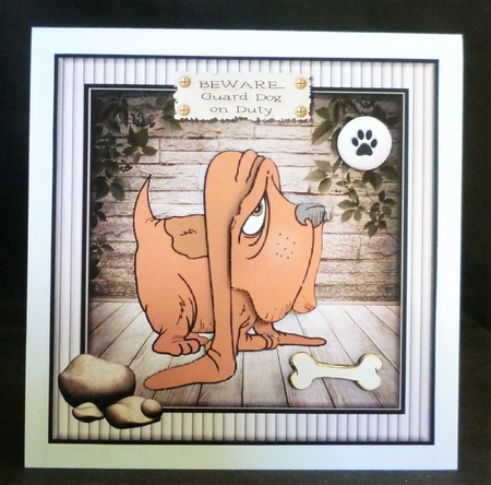 BEWARE Guard Dog on Duty Card Topper by Michelle Chivers