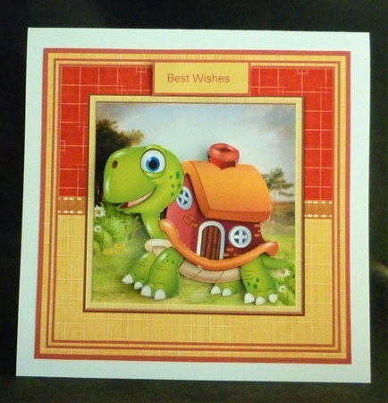 Pastures new, 7.5x7.5 card with large decoupage and sentiment tags by Michelle Chivers