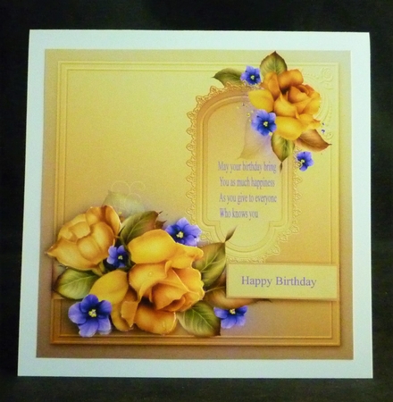 yellow rose 7.5 x7.5 card and decoupage by Michelle Chivers