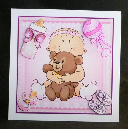 Pink Baby Girl With Teddy by Michelle Chivers