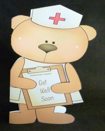 Get Well card with teddy bear nurse by Michelle Chivers