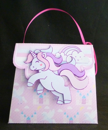 Handbag Gift Box Unicorn Pattern with Unicorn Decoupage by Michelle Chivers