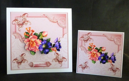 Spring flowers 7x7 card with decoupage by Michelle Chivers