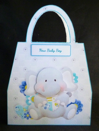 Elephant New Baby Boy Handbag Shaped Card by Michelle Chivers