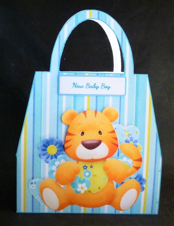Tiger New Baby Boy Handbag Shaped Card by Michelle Chivers