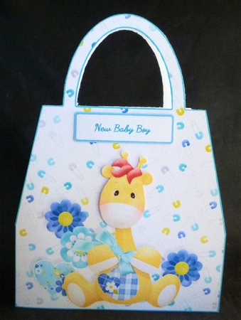 Giraffe New Baby Boy Handbag Shaped Card by Michelle Chivers