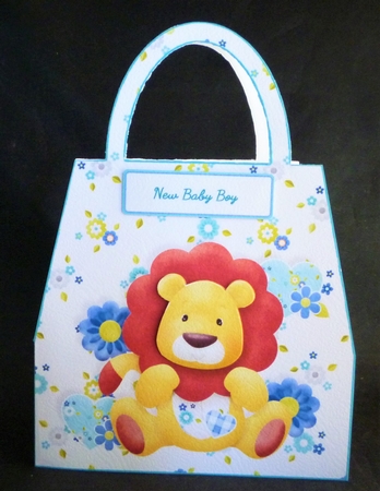 Lion New Baby Boy Handbag Shaped Card by Michelle Chivers