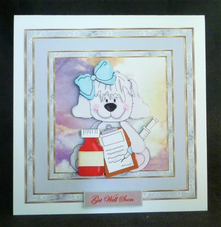 Nurse puppy 7x7 card with decoupage by Michelle Chivers