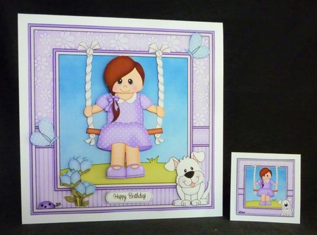 8 x 8 Cute Little Teen is Swinging High Mini Kit with 3d Decoupage by Michelle Chivers