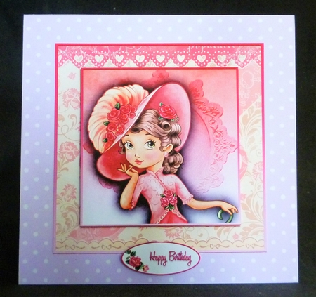 Card Topper Victorian Lady  pink 110 by Michelle Chivers