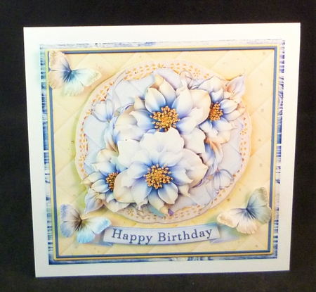 Lace and Flower  blue creme Roses card topper kit 905 by Michelle Chivers