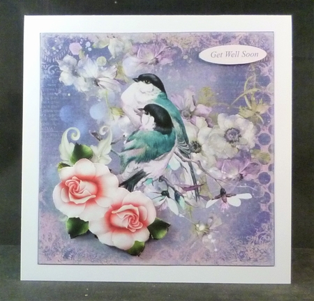 Birds Blue with Pink Rose Decoupage by Michelle Chivers
