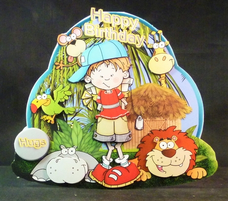 Cute Boy with Jungle Friends - Happy Birthday #1 by Michelle Chivers