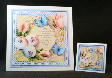 Lots of happiness blue card topper with inlet 943 by Michelle Chivers