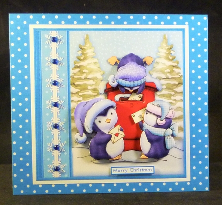 PENGUINS CHRISTMAS POST 7.5 Decoupage Mini Kit by Michelle Chivers