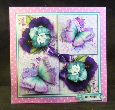 Beautiful Pansy Flutters Card Front Kit by Michelle Chivers