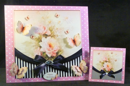Vintage Flower Stripes and Butterflies 945 by Michelle Chivers