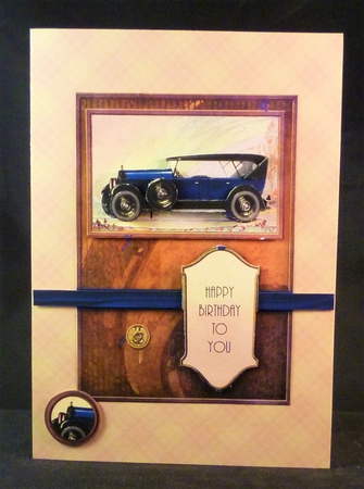 Dark Blue Vintage Car A5 Decoupage Mini Kit by Michelle Chivers