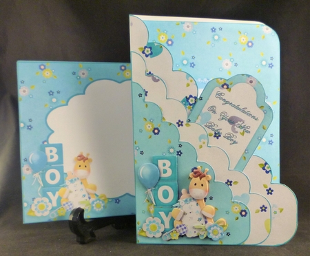 Baby Boy Scallop Pocket Card Kit with Envelope by Michelle Chivers