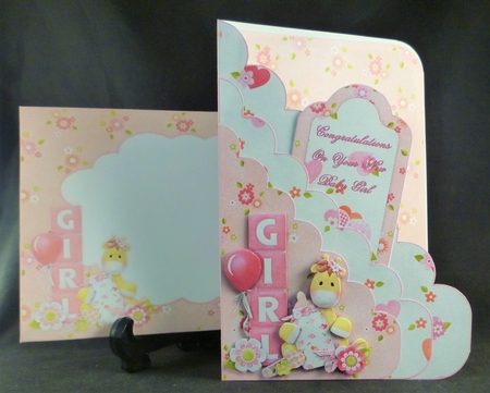 Baby Girl Scallop Pocket Card Kit with Envelope by Michelle Chivers