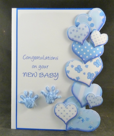 Heart Edge Baby Card - Bright Blue by Michelle Chivers